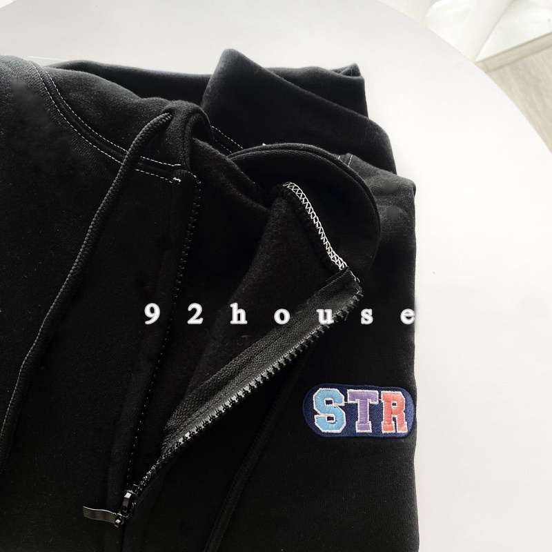 Áo khoác nỉ basic trơn thêu chữ có nón form rộng freesize / Áo gió ulzzang unisex chữ thêu