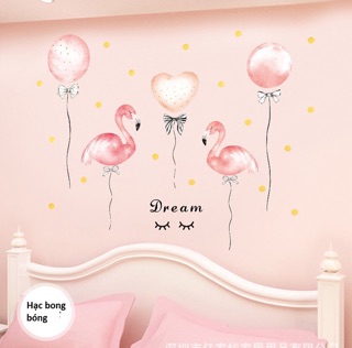 Decal trà sữa Hạc bong bóng cute