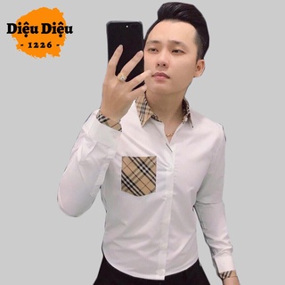 ÁO SƠ MI NAM TRẮNG MIX BBR CÓ TÚI CAO CẤP kèm ảnh thật - Diệu Diệu 1226