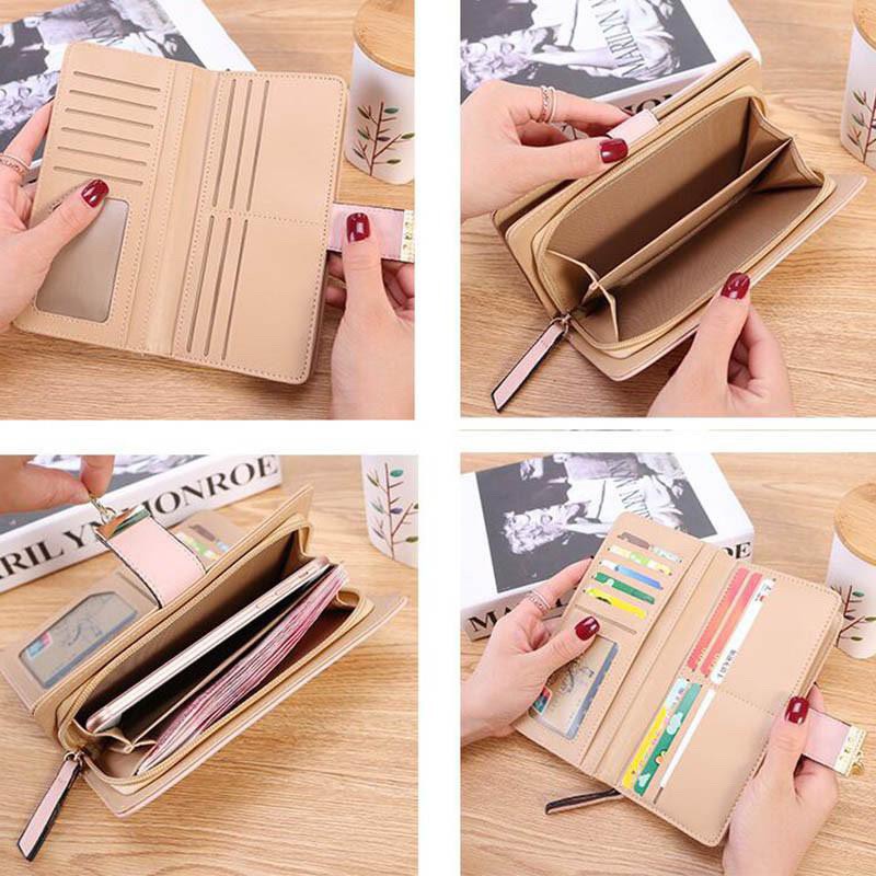 Ví cầm tay họa tiết chiếc lá dễ thương nhiều ngăn đựng thẻ tiện dụng VL5555
