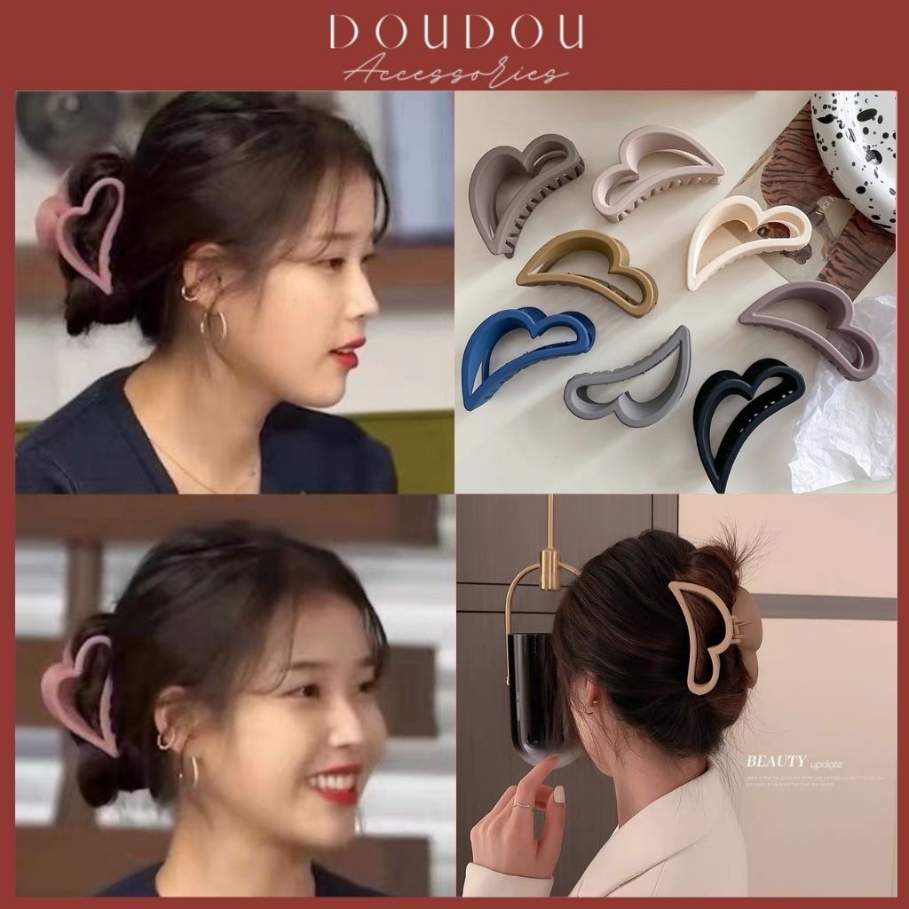 (XẢ KHO THANH LÝ) Phụ kiện kẹp tóc xinh DOUDOU Kẹp càng cua Hàn Quốc cho nữ Kẹp IU hình trái tim thời trang ZJ031