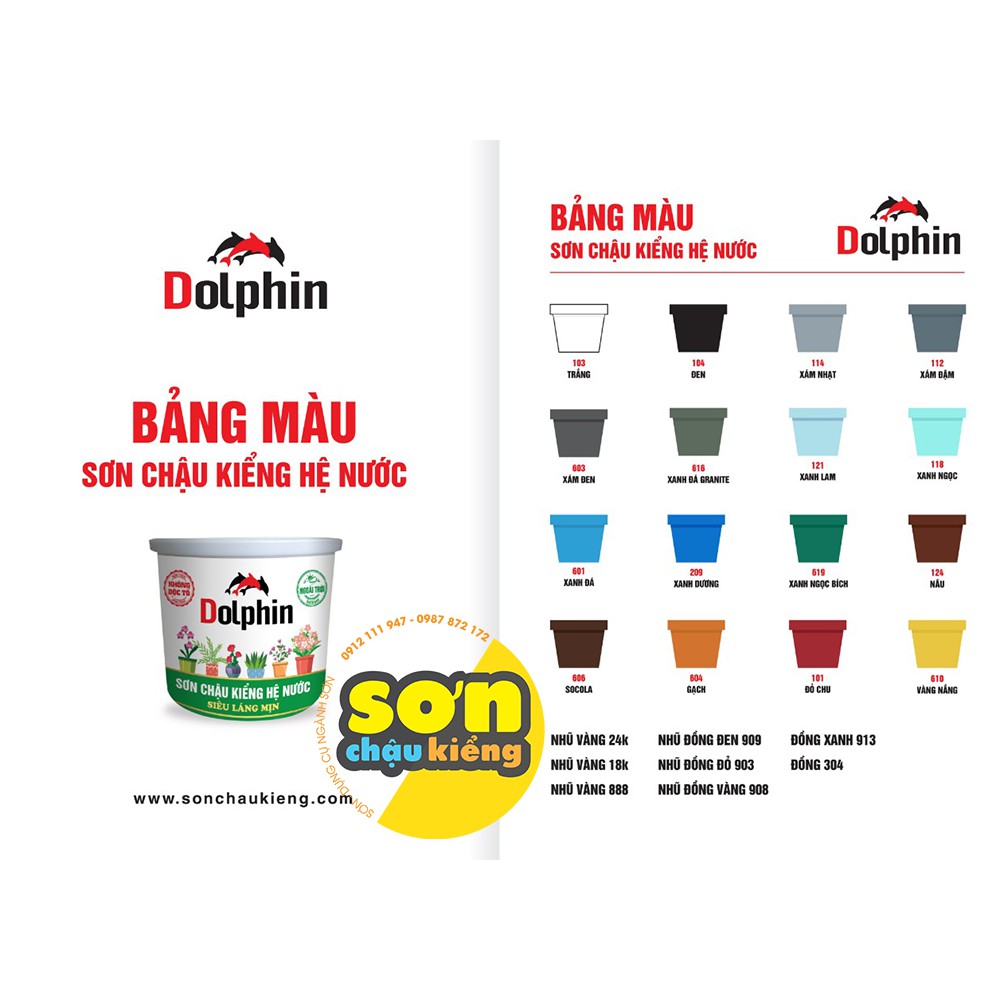 (Tặng cọ HOẶC nhám đơn hàng từ 299.000) Sơn Chậu Kiểng Ngoại Thất Dolphin Lon 1Kg