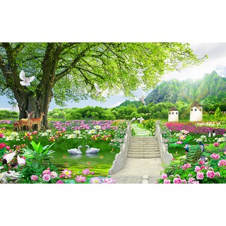 Tranh dán tường HD Cảnh đẹp thiên nhiên HUD0301 Kim sa