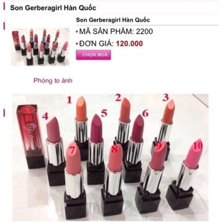 Son môi Hàn Quốc bền màu Gerberagirl