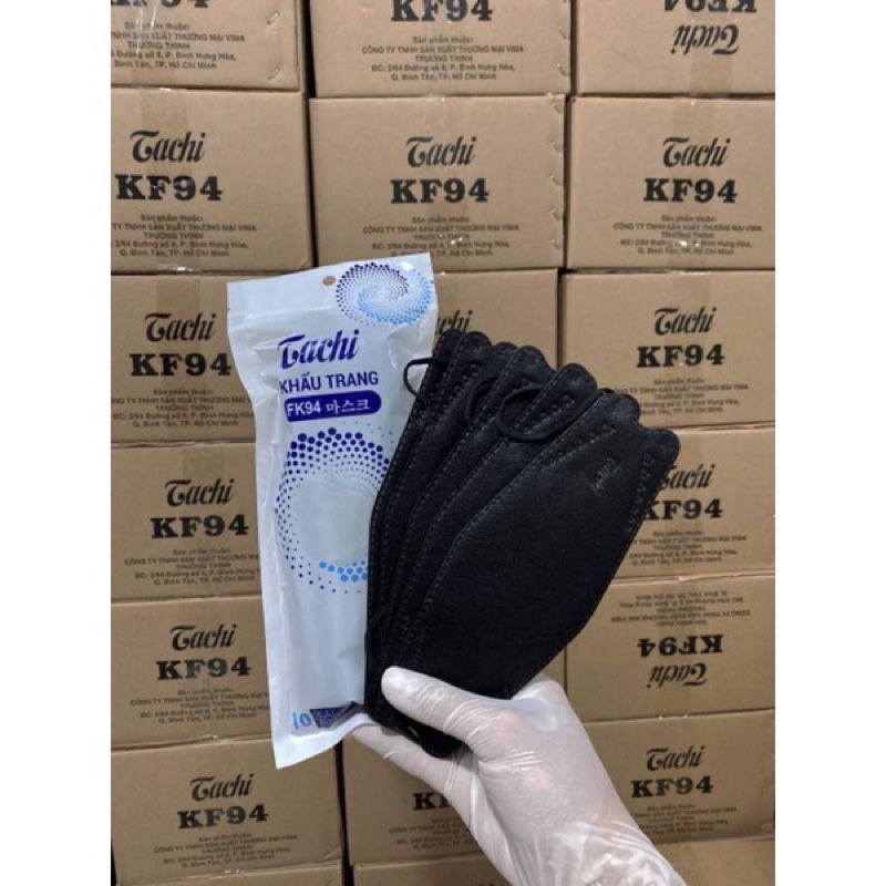Thùng 300 Cái Khẩu Trang KF94 TACHI Hàng Vải SMS Siêu Đẹp Kháng Khuẩn 4 Lớp , 4 màu xanh trắng đen xám .