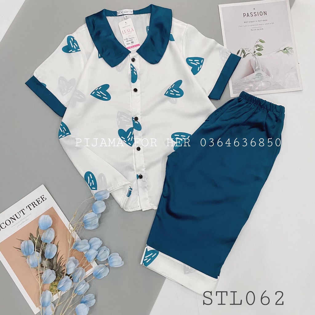 Đồ Bộ Pijama - Bộ Lụa Pizama Quần ngố Chất Liệu SaTin Họa Tiết | BigBuy360 - bigbuy360.vn