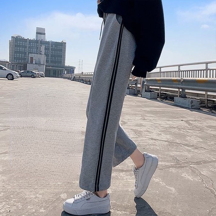 Quần Ống Rộng Lưng Cao Màu Xám Mới Dành Cho Nữ