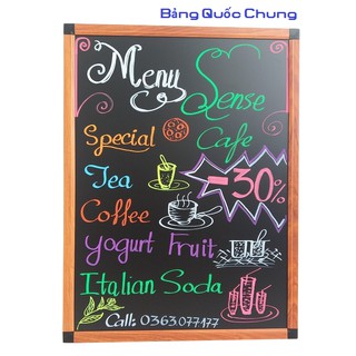 Bảng Menu gỗ kệ Inox 60x80cm