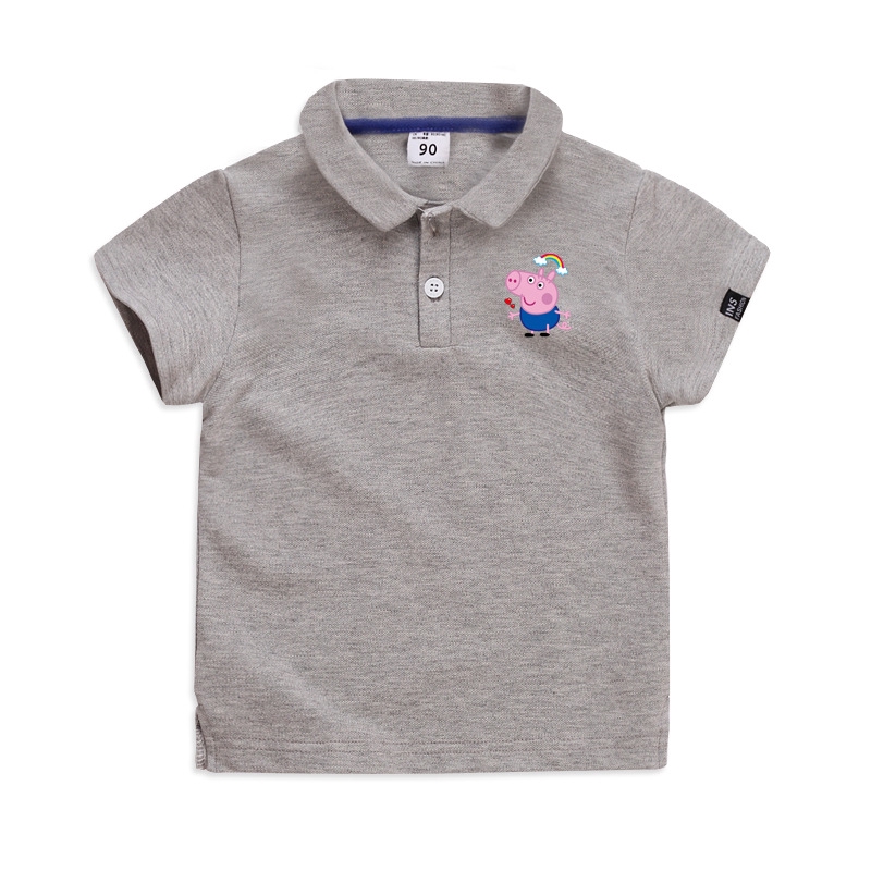 Áo thun polo tay cộc mùa hè chất cotton in hình heo Peppa cho trẻ