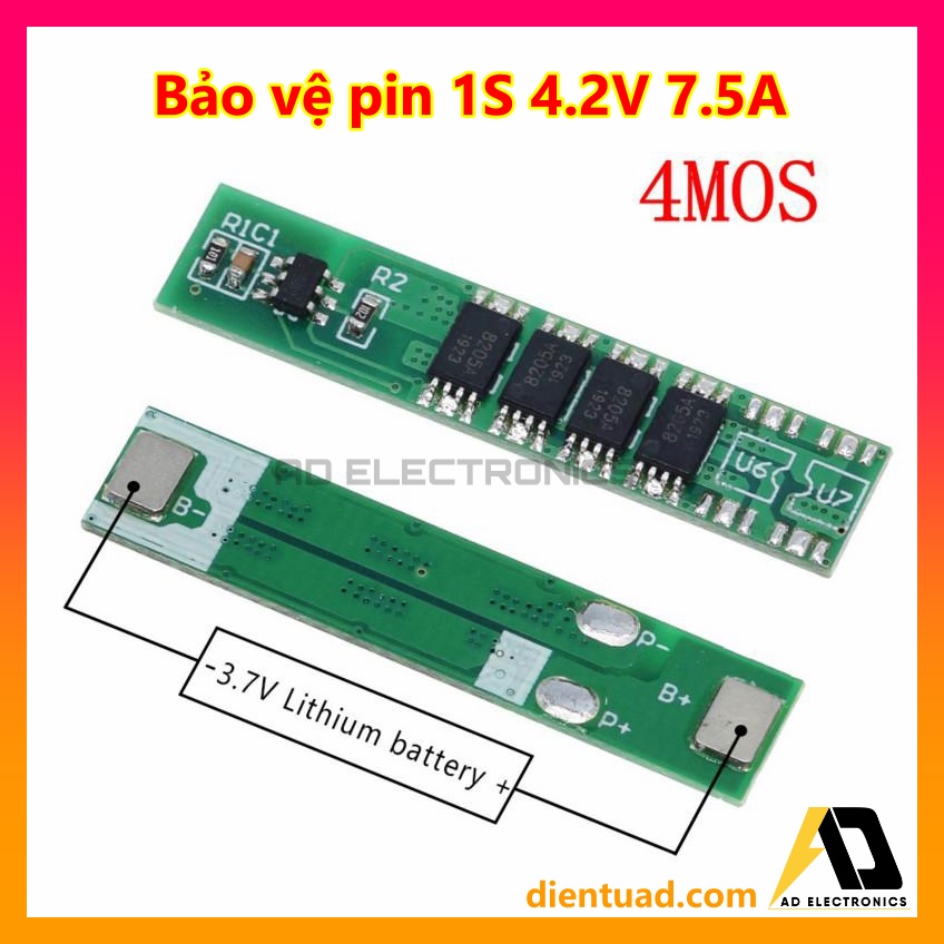 Bảng Mạch Bảo Vệ  Sạc Xả Pin 1S 7.5A 10A  15A  3.7V Li-ion 3 4 6 MOSFET Pin lithium Lion 18650