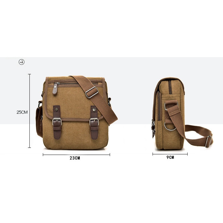 Túi Nam Đeo Chéo Mini Vải Canvas Zachi Trượt Nước Màu Nâu/Đen - T02