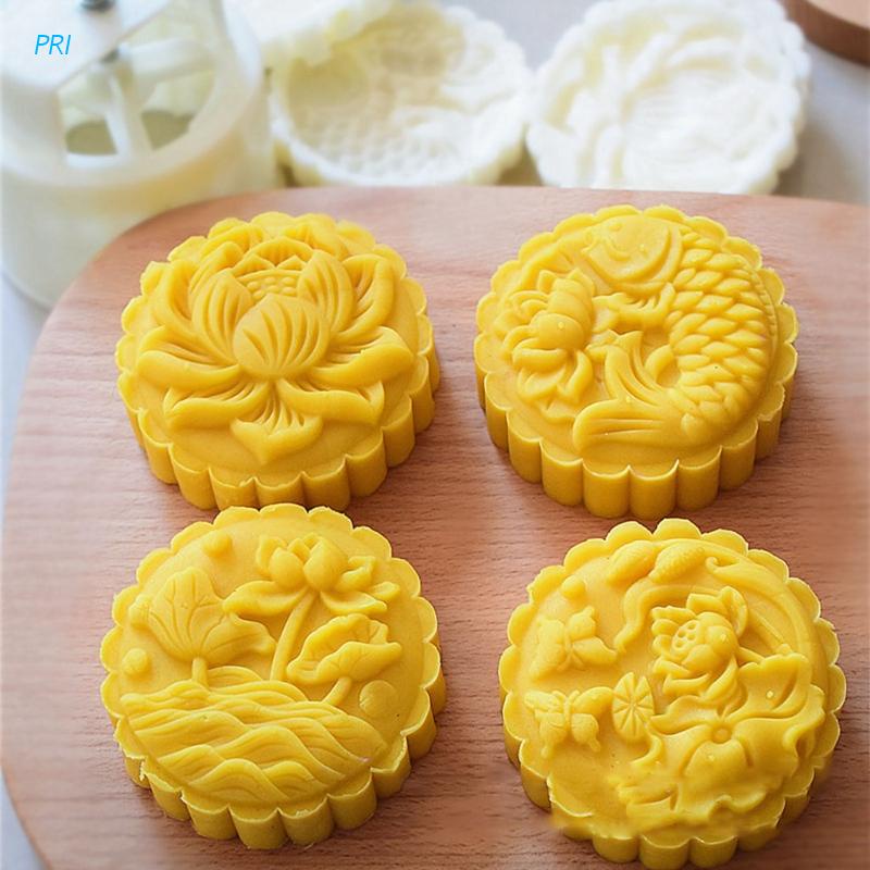 Khuôn Nhựa Làm Bánh Trung Thu Hình Hoa 3d 150g / 200g