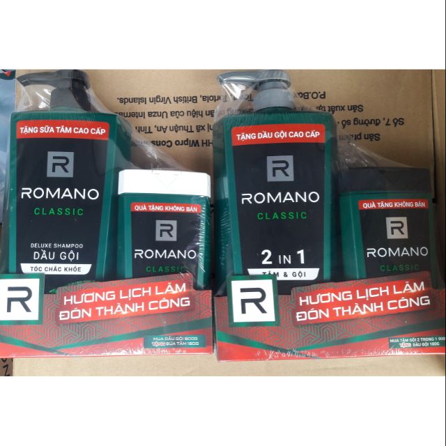 (Hot)Chai 900g Romano - Dầu gội/Tắm gội Hương nước Hoa 900g + Tặng kèm chai 180g