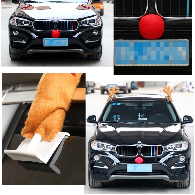 Bộ sừng mũi tuần lộc trang trí xe hơi ô tô mùa Noel -  trang trí noel