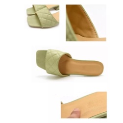 Dép nữ cao gót (3cm) quai ngang vân trám, đế vuông chắc chắn bền đẹp-1000001