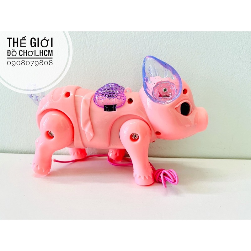 [HOT] Đồ chơi heo chạy pin có đèn nhạc cho bé dắt đi dạo quanh nhà