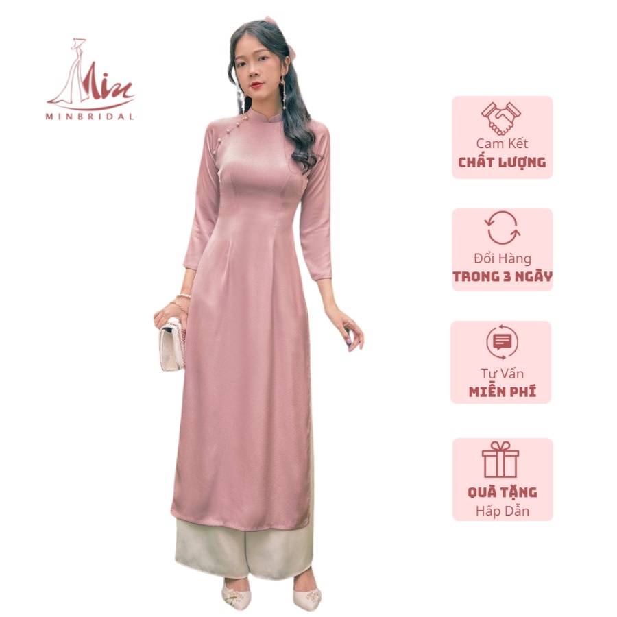 Ao Dài Màu Hông Lụa Tây Thi-Ao Dài Min
