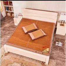 Chiếu trúc tăm vân gỗ in hoa mát lạnh mùa hè màu gỗ - Họa Tiết Ngẫu Nhiên