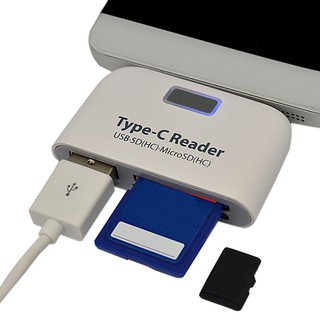 -SPQ- Universal Type C to USB 3.0 OTG Hub Adapter SD/TF Micro SD Memory Card Reader