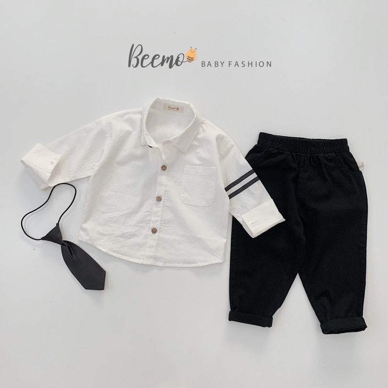 Set sơ mi trắng kèm cà vạt (cavat) bé trai