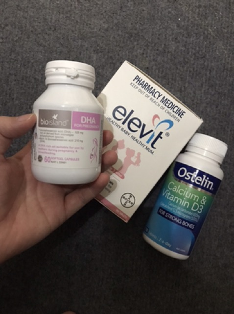 Combo bộ bầu Elevits , dha , canxi , sắt