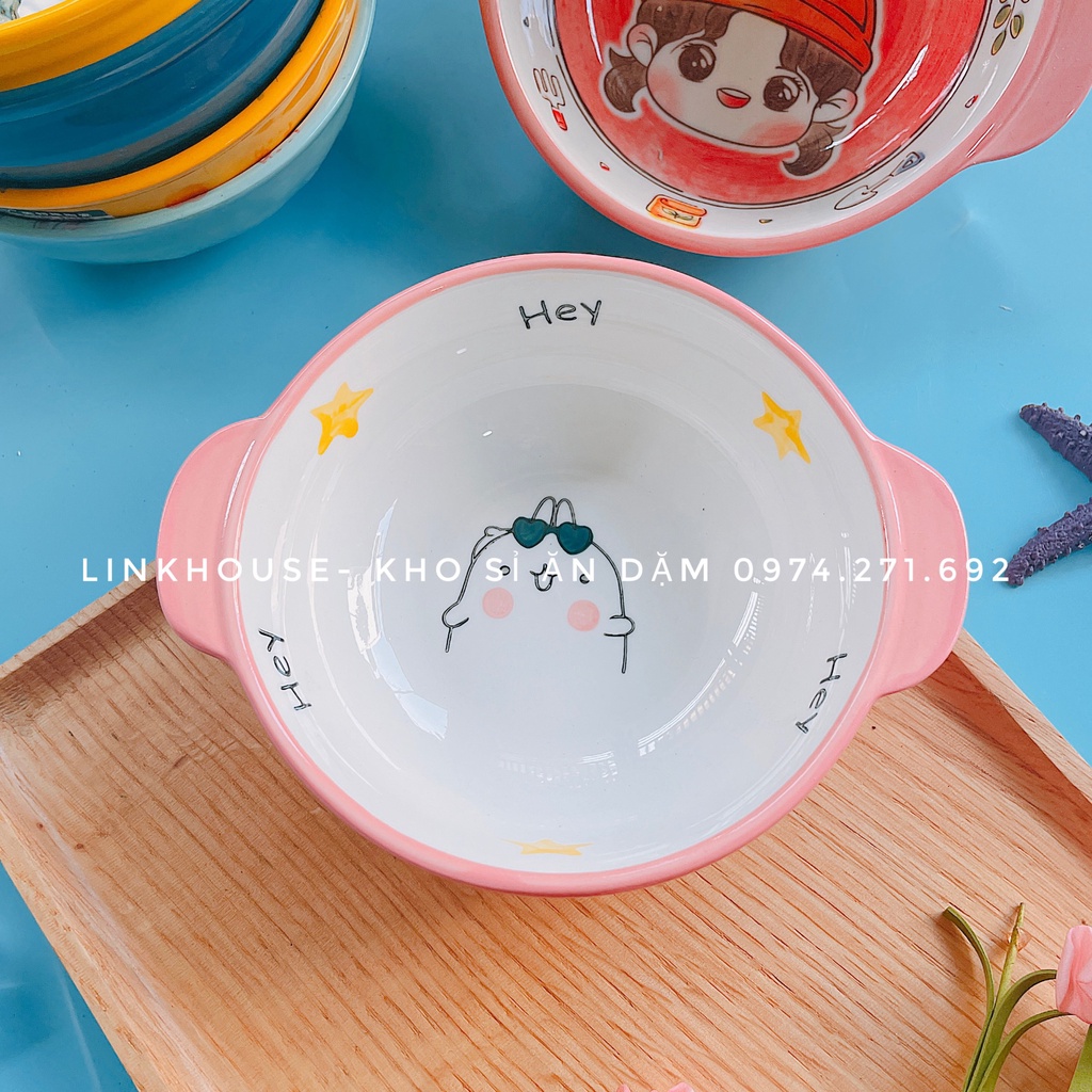 Bát Ăn Dặm Bát Gốm Sứ 2 Quai Cho Bé