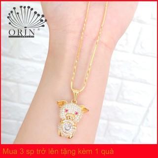 Dây chuyền nữ dạng dây mì xoắn mặt heo tài lộc may mắn bền màu đính đá thiết kế cao cấp Orin D4560