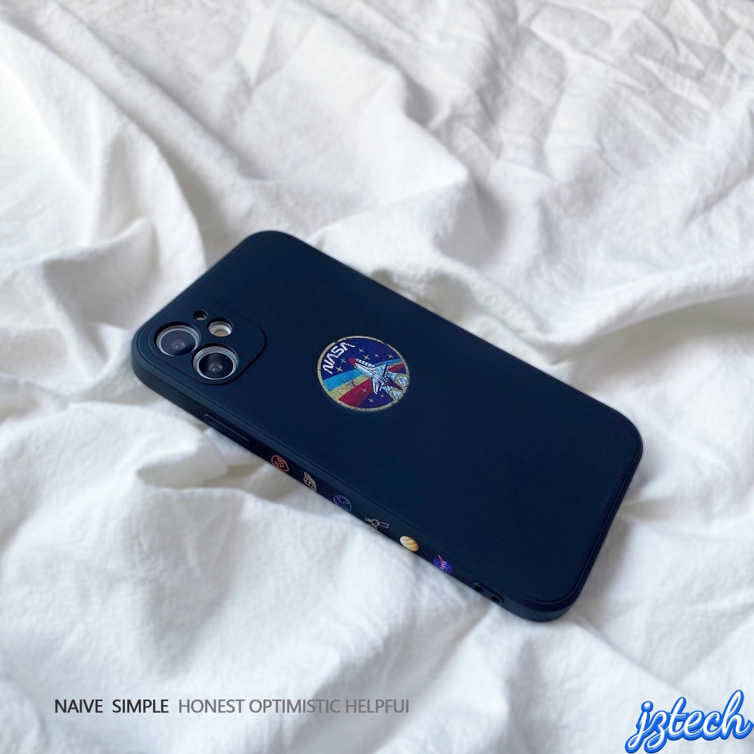 IPhone 12 11 Pro Max X Xs Max XR 8 7 Plus 12 Mini Fashion NASA Space Pattern Phone Case Cartoon Straight Edge Pattern Phone Case