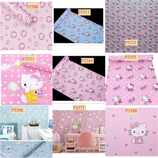 10M giấy dán tường khổ 45cm (có sẵn keo dán) - thể loại kitty và hoa