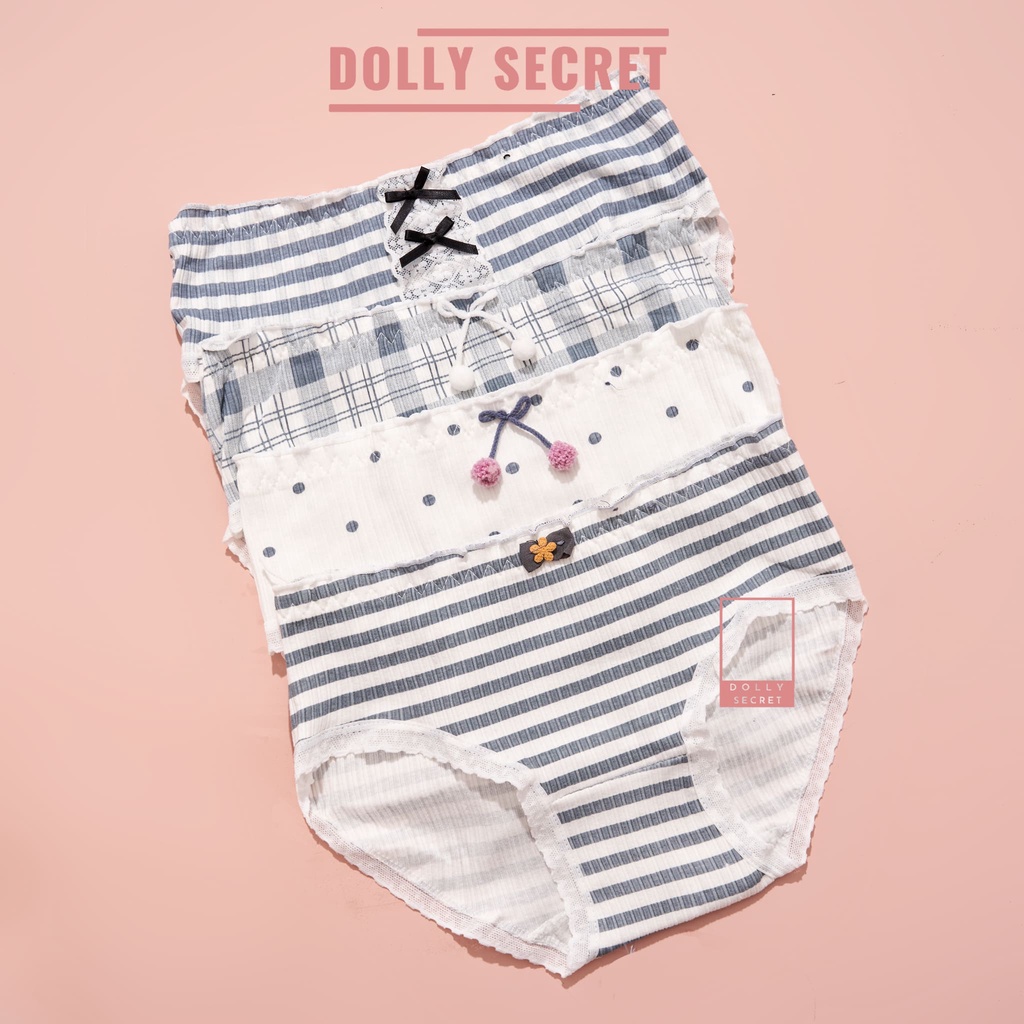 Quần lót len tăm viền ren dễ thương đính nơ dễ thương cho nữ DOLLYSECRET QL041