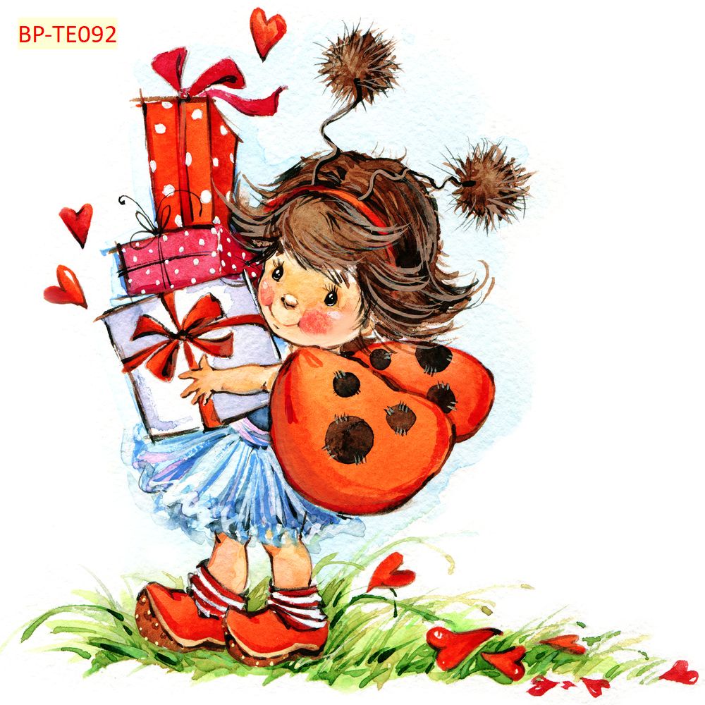 Tranh Dán Tường Phòng Trẻ Em Hoạt Hình Ngộ Nghĩnh Tặng Keo Và Dụng Cụ Dán