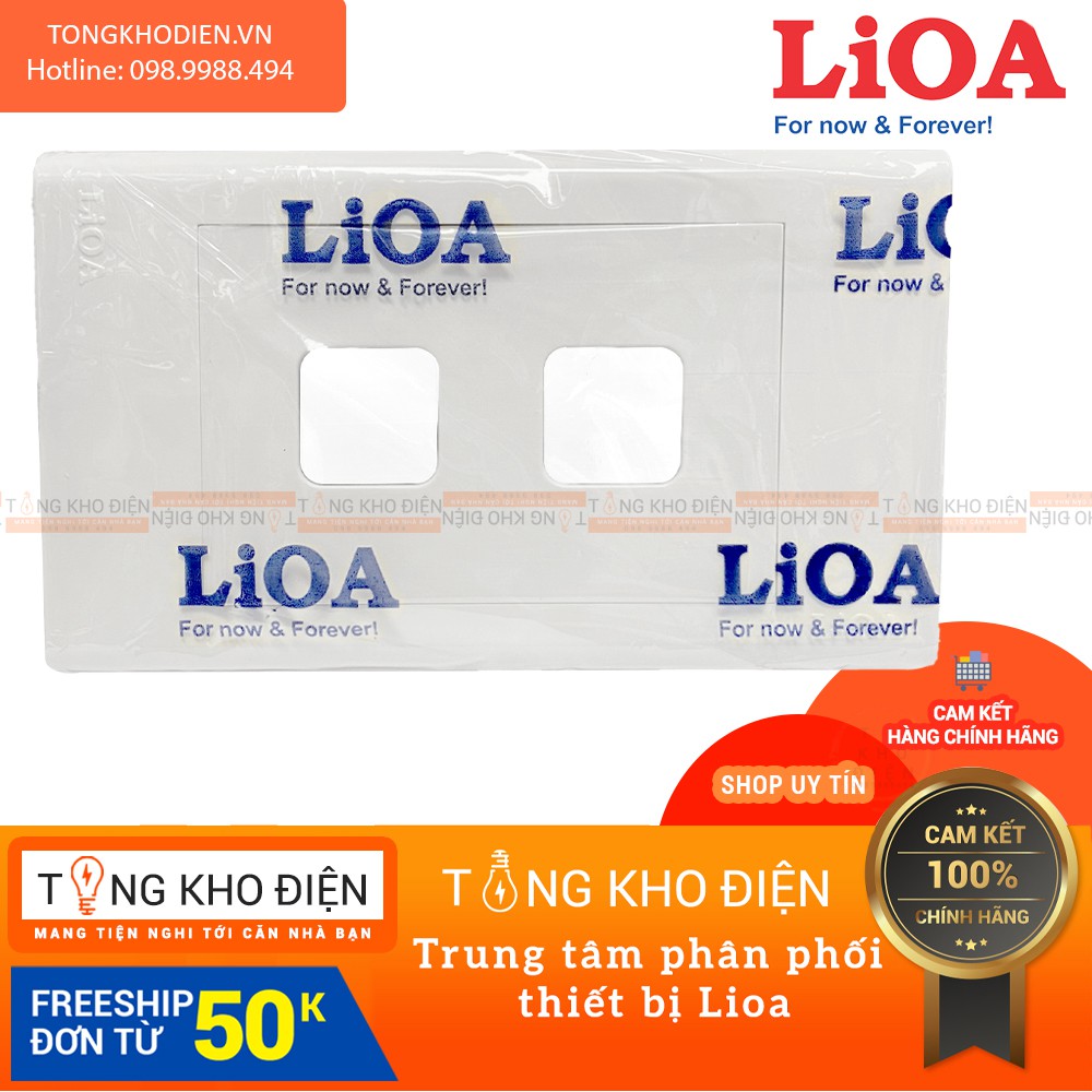 Mặt 2 lỗ LiOA chính hãng, Nhựa TRẮNG - Tiếp điểm ĐỒNG