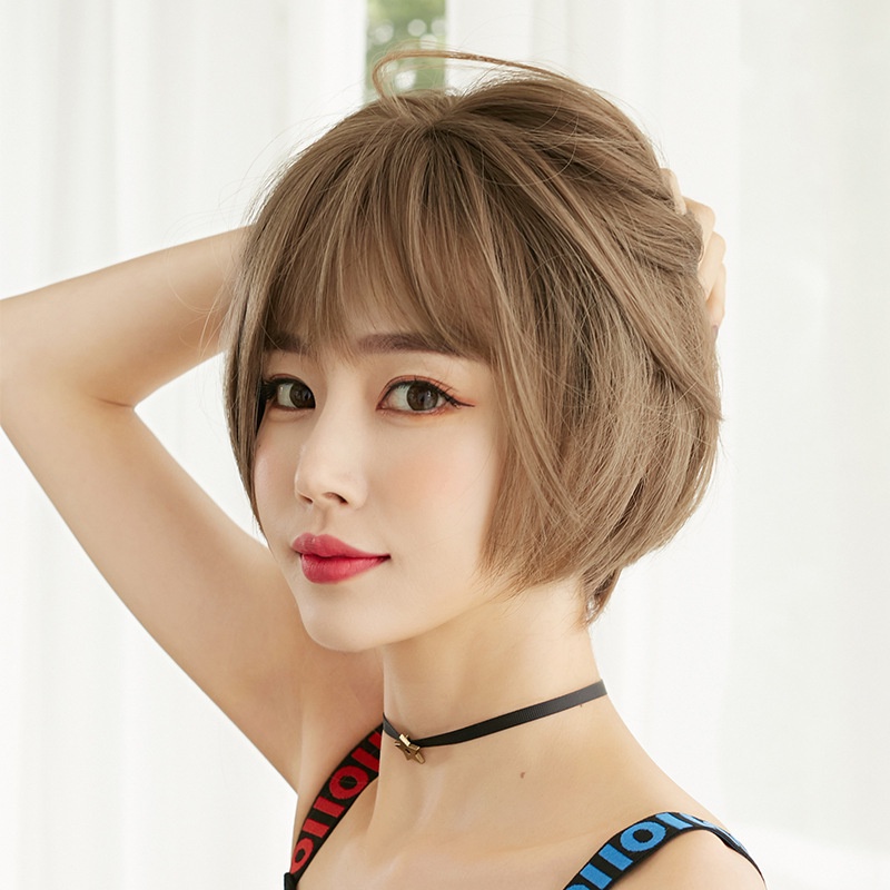 Bộ Tóc Giả Ngắn Mái Ngang Kèm Mái Bằng Tóc Giả Thời Trang Cho Nữ