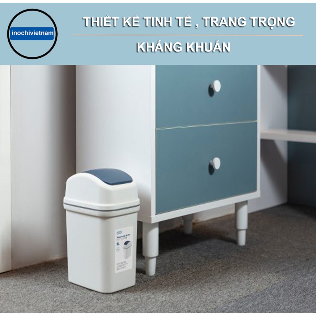 Thùng Rác Thông Minh,Nhựa Nắp Lật Inochi 5Lít Rất Đẹp Làm Sọt Rác Văn Phòng, Khách Sạn, Đựng Rác Gia Đình