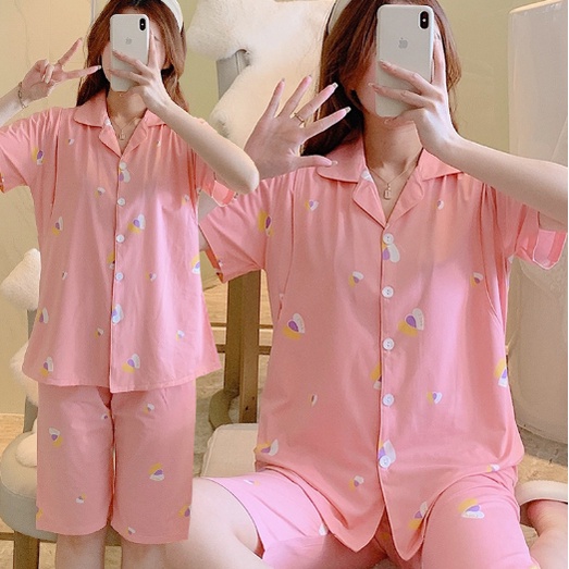 Bộ đồ bầu và sau sinh cho con bú ti ẢNH THẬT - Đồ bộ bầu lửng - Quần áo ngủ bà bầu mặc nhà thời trang mùa hè chất đẹp