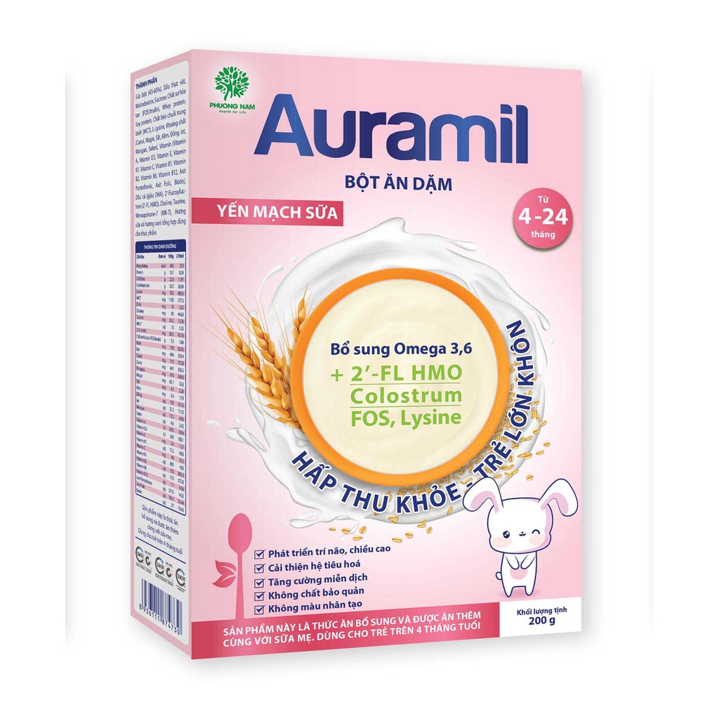 Bột ăn dặm Auramil Yến mạch sữa 200gr