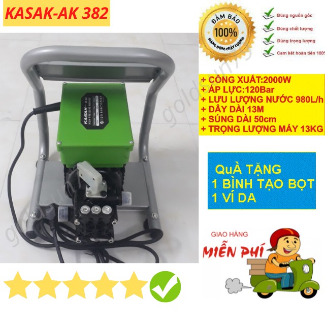 Máy rửa xe Mini KASAK- ak382 ( 2000W ) dùng cho gia đình áp lực cao công xuất mạnh [bảo hành 24 tháng]