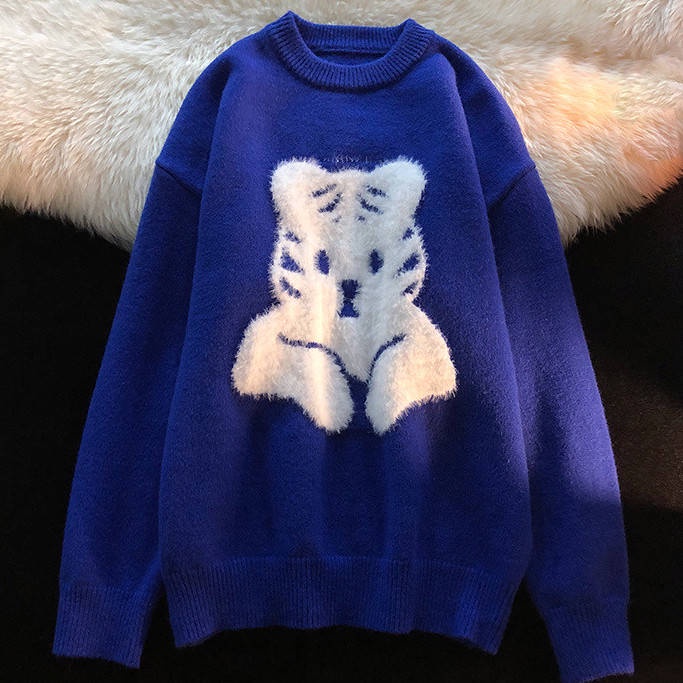 Áo Sweater Dệt Kim Dày Dặn Dáng Rộng Phong Cách Thời Trang Thu Đông Nhật Bản
