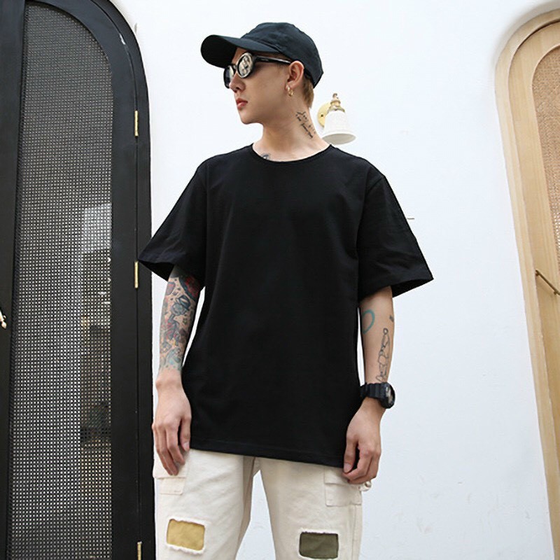 Áo thun nam nữ unisex tay lỡ trơn chất thun co giãn 4 chiều