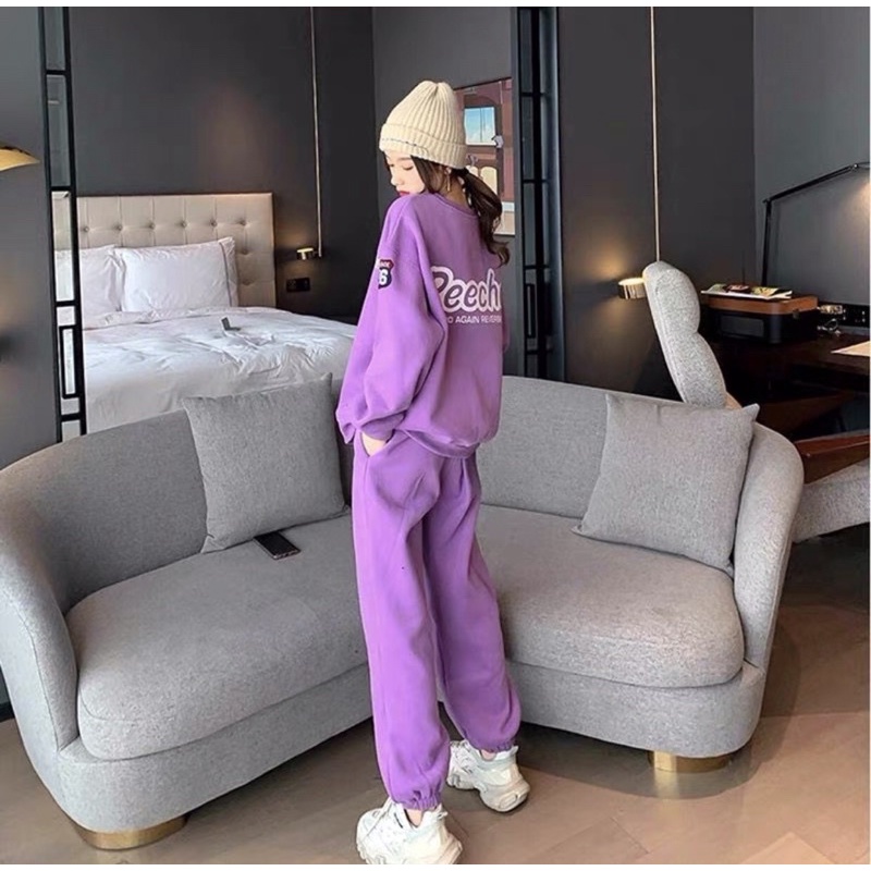 Set Bộ Đồ Thể Thao Nỉ Da Cá 2 Màu Thời Trang Thu Đông Dành Cho Nữ