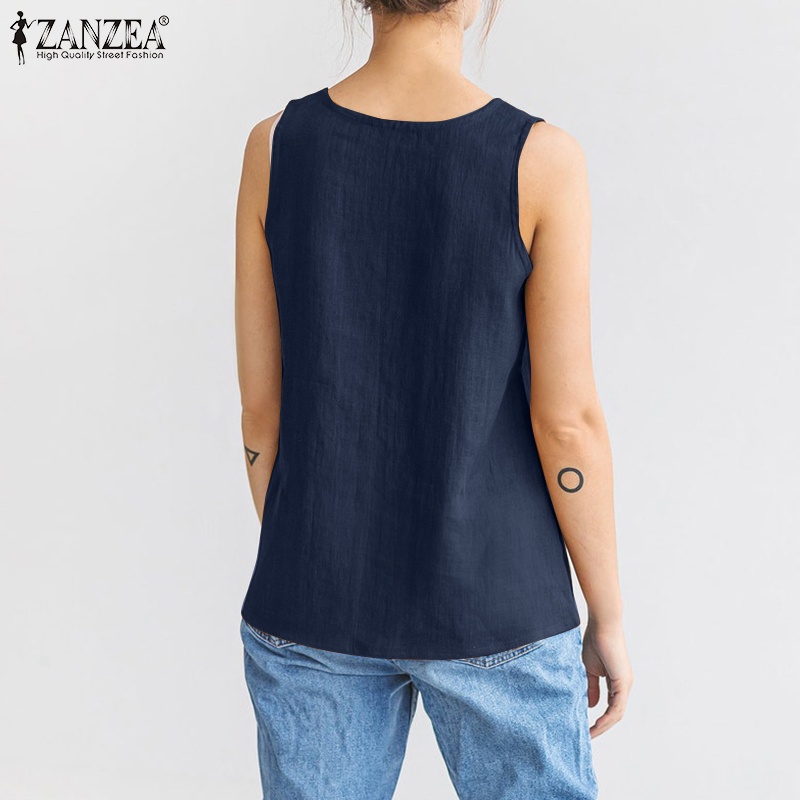 Zanzea Áo Hai Dây Cổ Tròn Màu Trơn Thoải Mái Thời Trang Cho Nữ