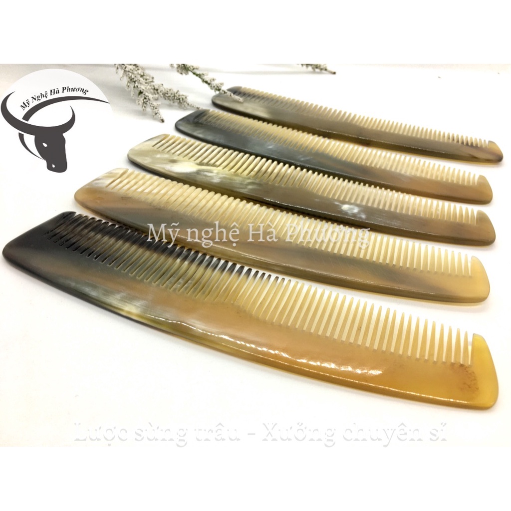Lược sừng 2 đầu răng xuất Nhật, lược gia đình gồm răng nhỏ và răng vừa (size M-18cm)
