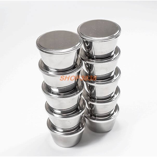 Khuôn Làm Bánh Flan Rau Câu Cupcake Inox 304 Bán Lẻ Nắp Nhựa Kèm Nắp Inox 304