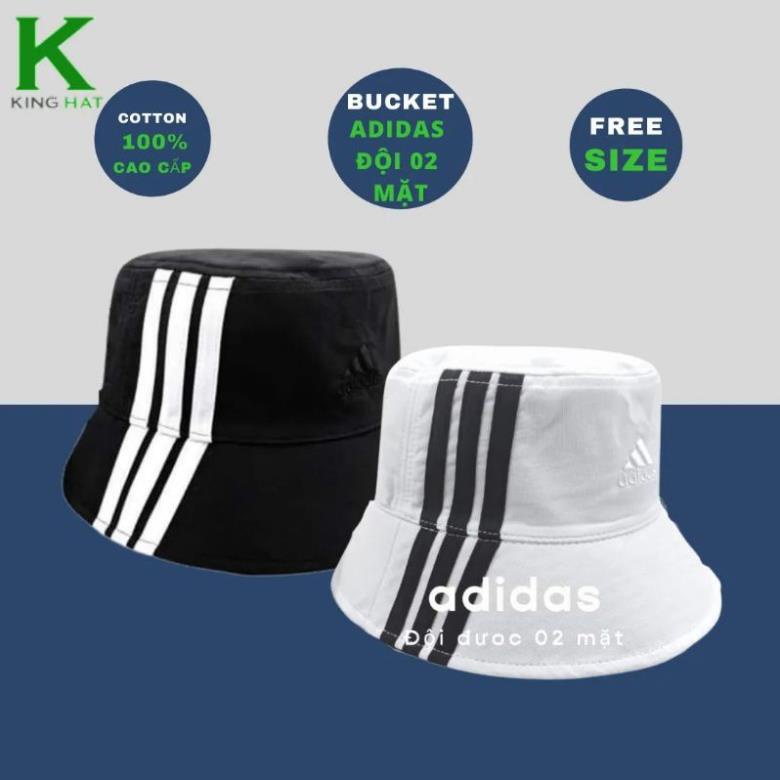 Nón Bucket logo thêu Adidas chất cotton Hàn Quốc, hoạ tiết độc đáo, màu sắc trending