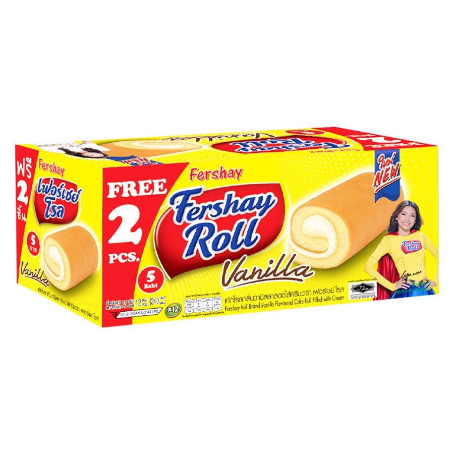 Bánh Bông Lan Cuộn Trứng Fershay Roll Thái Lan 240g