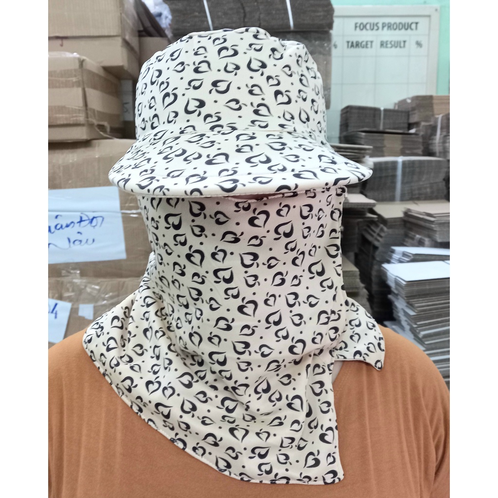 Mũ Che Nón Chống Nắng khẩu trang Cao Cấp 02 Lớp ( Cotton hình hoa nhiều màu)