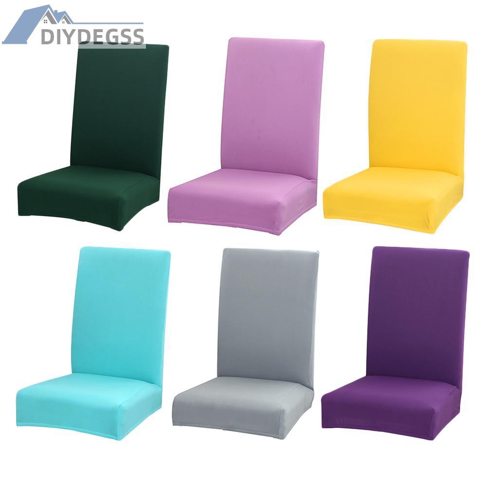 Pure Candy Color Elastic Chair Slipcover Stretch Dining Seat Case (Purple)