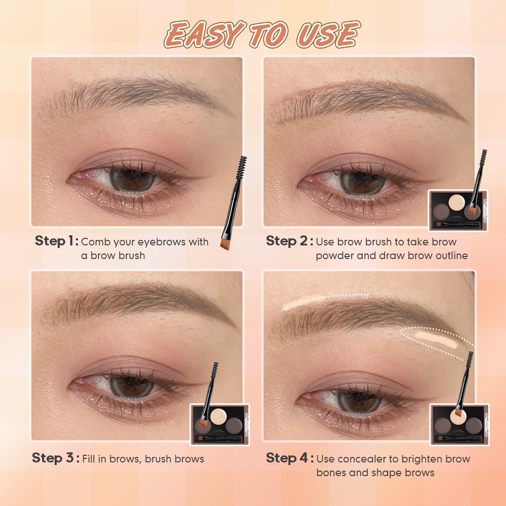 Bảng phấn lông mày SANIYE E0347 3 màu kèm cọ kháng nước 8g