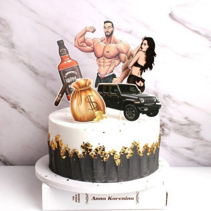 Set cắm cô gái lực sĩ,đàn ông hotboy, trang trí bánh kem