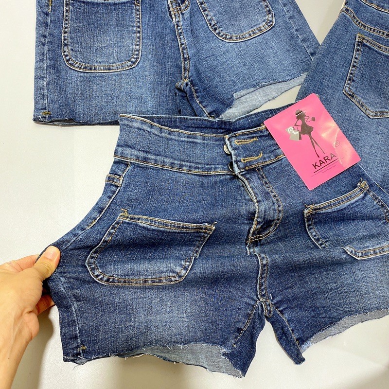 Quần short bò cạp cao co giãn túi trước, Quần đùi nữ vải jean QS141Q - NhiNhi Shop